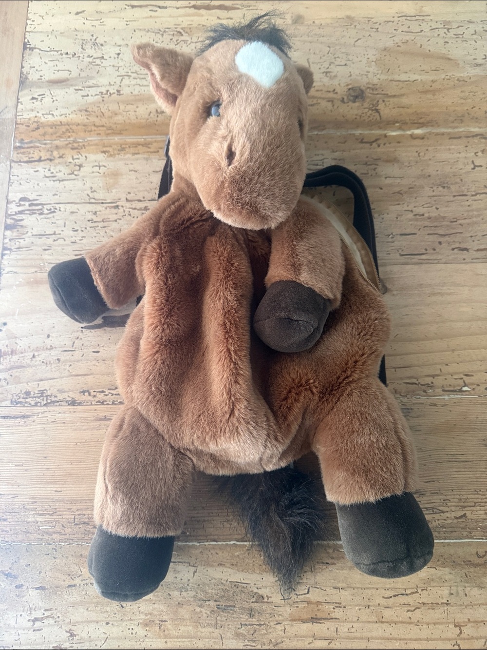 Plush Brown Horse Kids Backpack - Soft Stuffed Animal